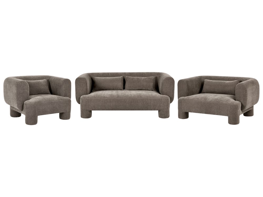 Living Room Set 6 Seater HOGBO Fabric Brown