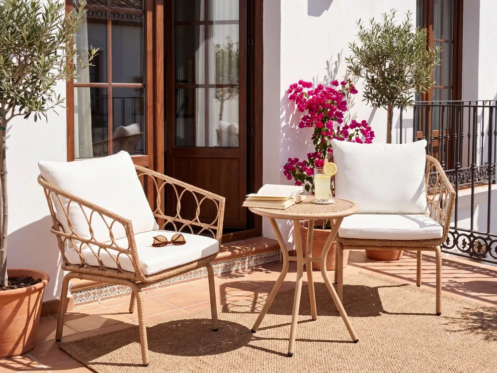 Bistro Set FERLA PE Rattan Light Brown