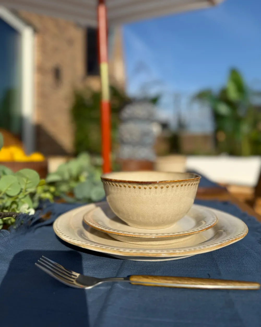 Set of 24 Dinnerware CHERVIL Stoneware Light Beige_1020036