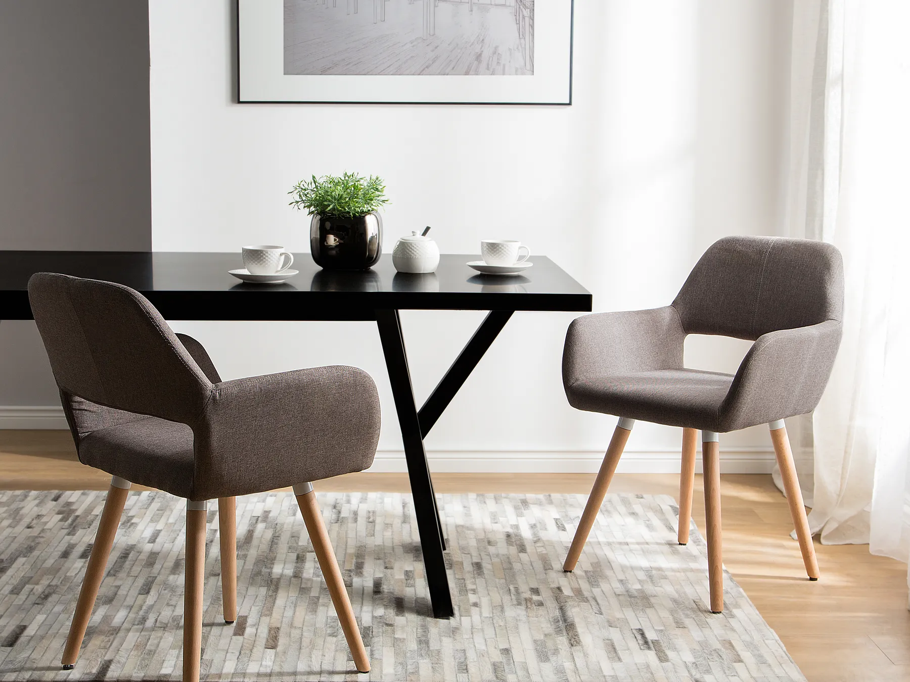 Set med 2 matstolar CHICAGO Taupe_1078070