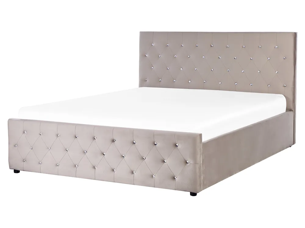 Säng med förvaring AMIENS Sammet Taupe 160 x 200 cm_914351