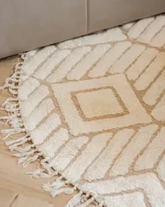 Matto HORASAN Vaaleanbeige ø 140 cm Puuvilla_1043035