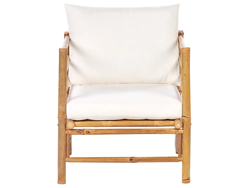 Trädgårdssoffgrupp med bord 6-sits CERRETO Bambu Off-White Vänstervänd_909652