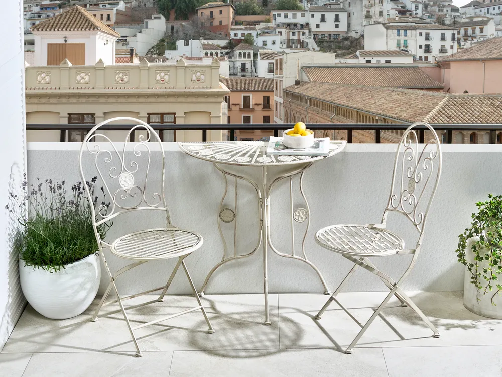 Bistro Set Folding COGGIA Metal Light Beige