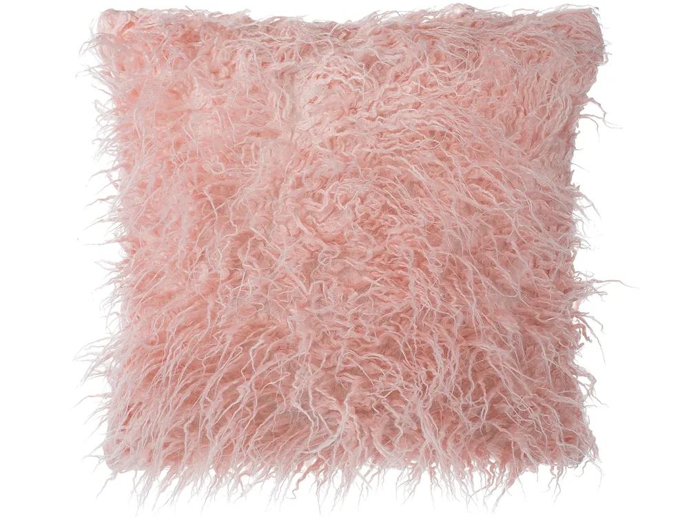 Set of 2 Decorative Cushions DAISY 45 x 45 cm Faux Fur Pink Solid_770038