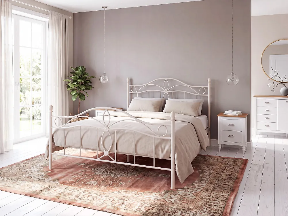 Sänky Metalli ANTLIA 140 x 200 cm Vaaleanbeige