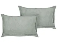 Set of 2 Decorative Cushions ZINNIA 47 x 27 cm Corduroy Light Green Solid_855299