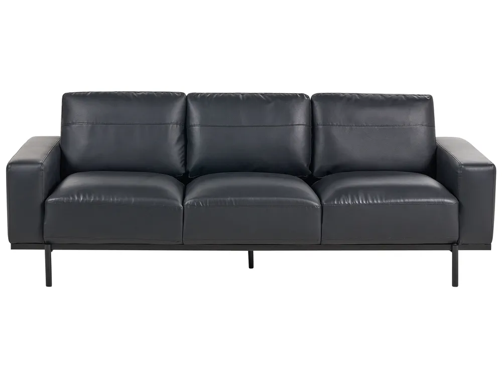 Sofa 3 Seater SOVIK Faux Leather Black