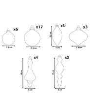 Set med 35 julgranskulor ICEDROP Glas Blå/ guld_1028559