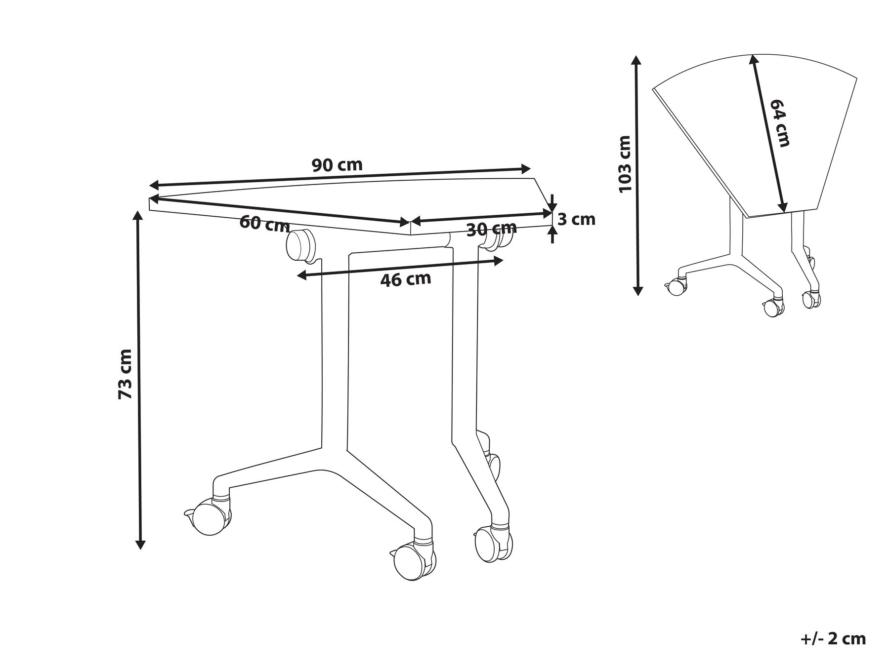 Foldable Corner Desk Module CAVI 90 cm 64 cm Dark Brown_1030826