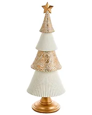 Set of 2 Christmas Decorations ASPO 32/41 cm Christmas Tree Off-White/ Gold_1175717