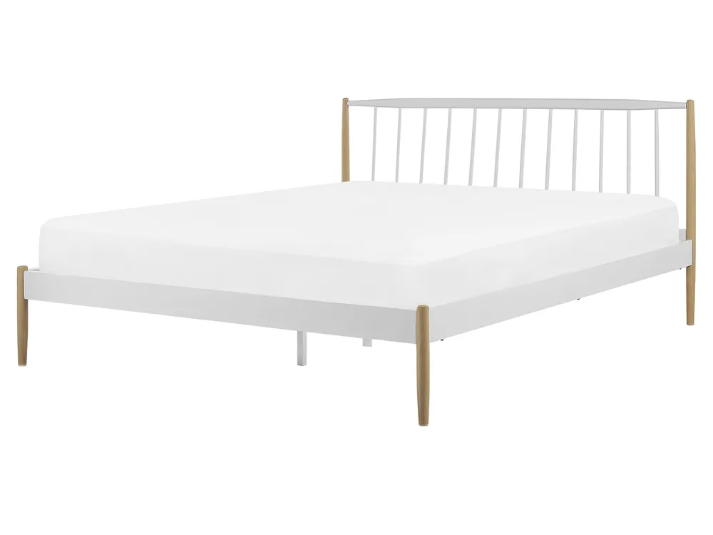 Säng med lamellram Metall MAURS 160 x 200 cm Vit_778497