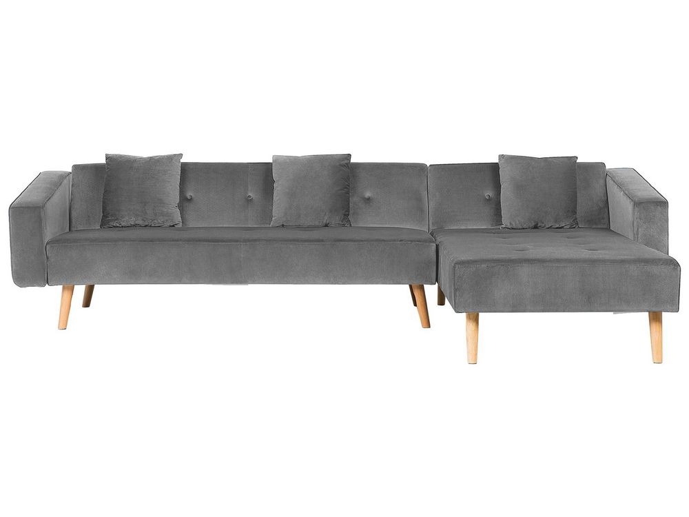 Corner Sofa Bed VADSO Velvet Grey Left Hand