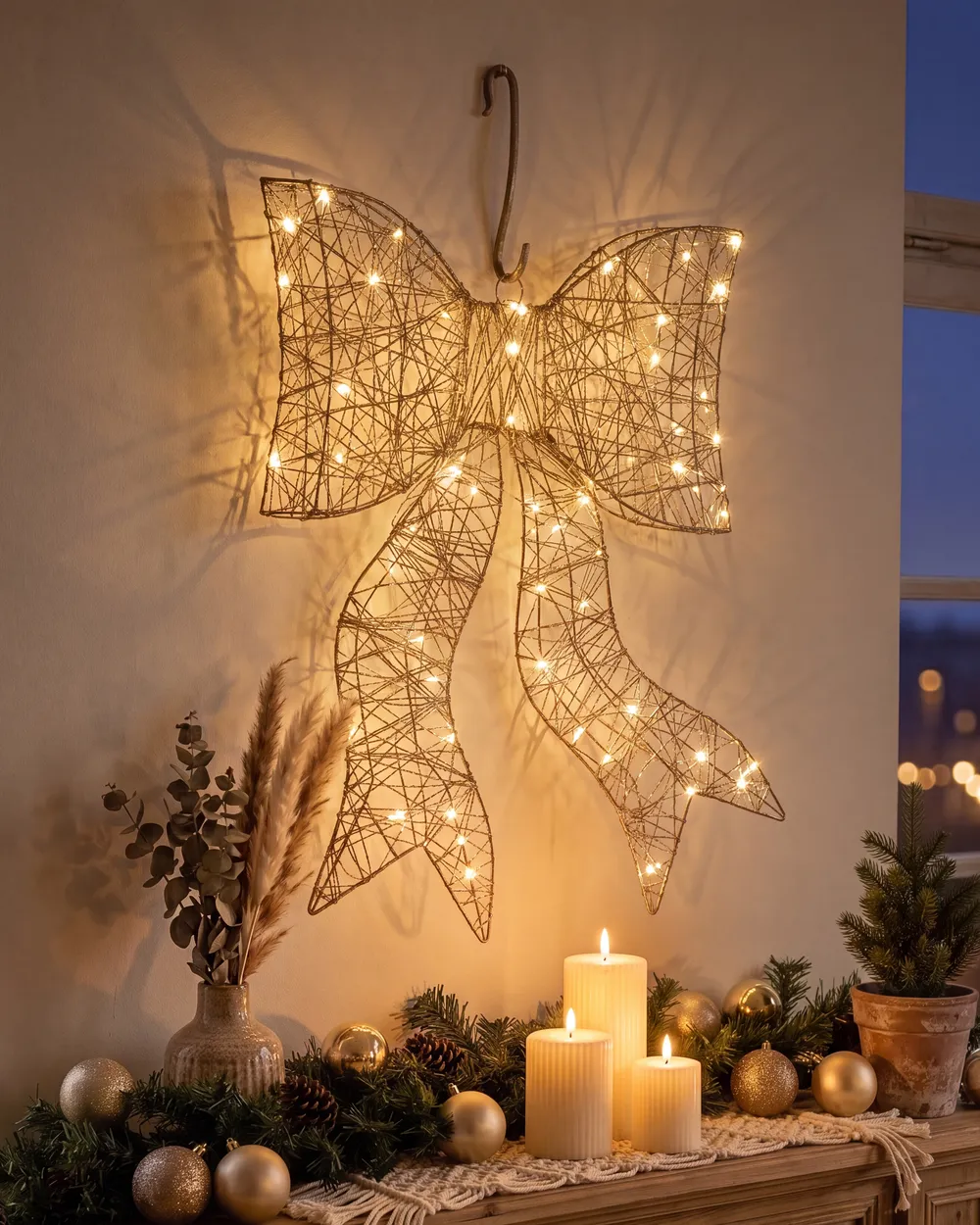 Christmas Decoration LED FILSO 56 cm Bow Gold