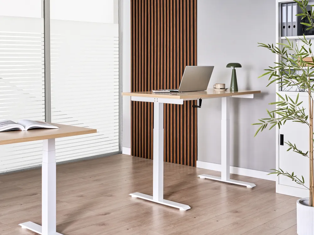 Työpöytä säädettävä DESTINES 120 cm 72 cm Vaaleanruskea/valkoinen_1000509