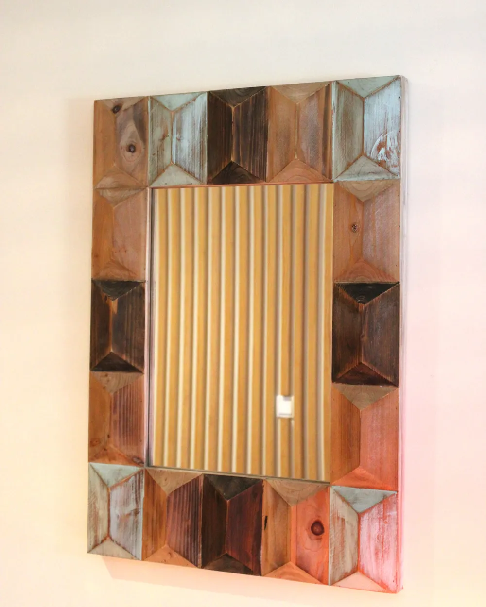 Wall Mirror HIZOTE 63 cm 90 cm Fir Wood Brown_1046096