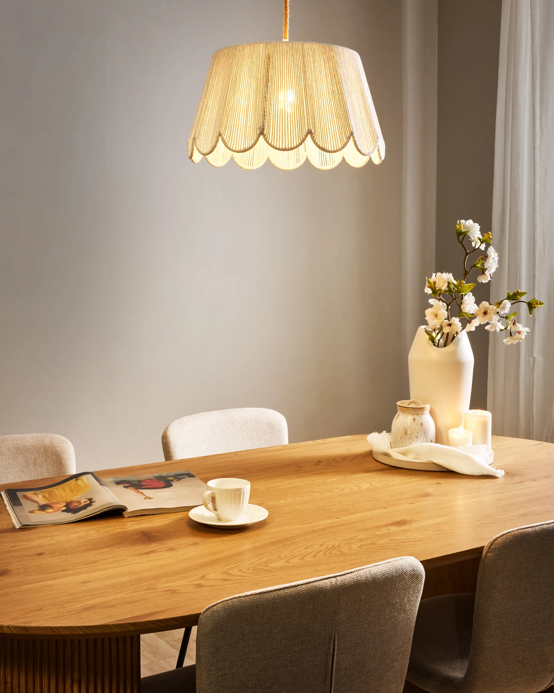 Pendant Lamp SEBAKWE Paper Rope Light Beige_1027417