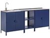 3 Piece Outdoor Kitchen Set with Sink VILAMA Blue Metal