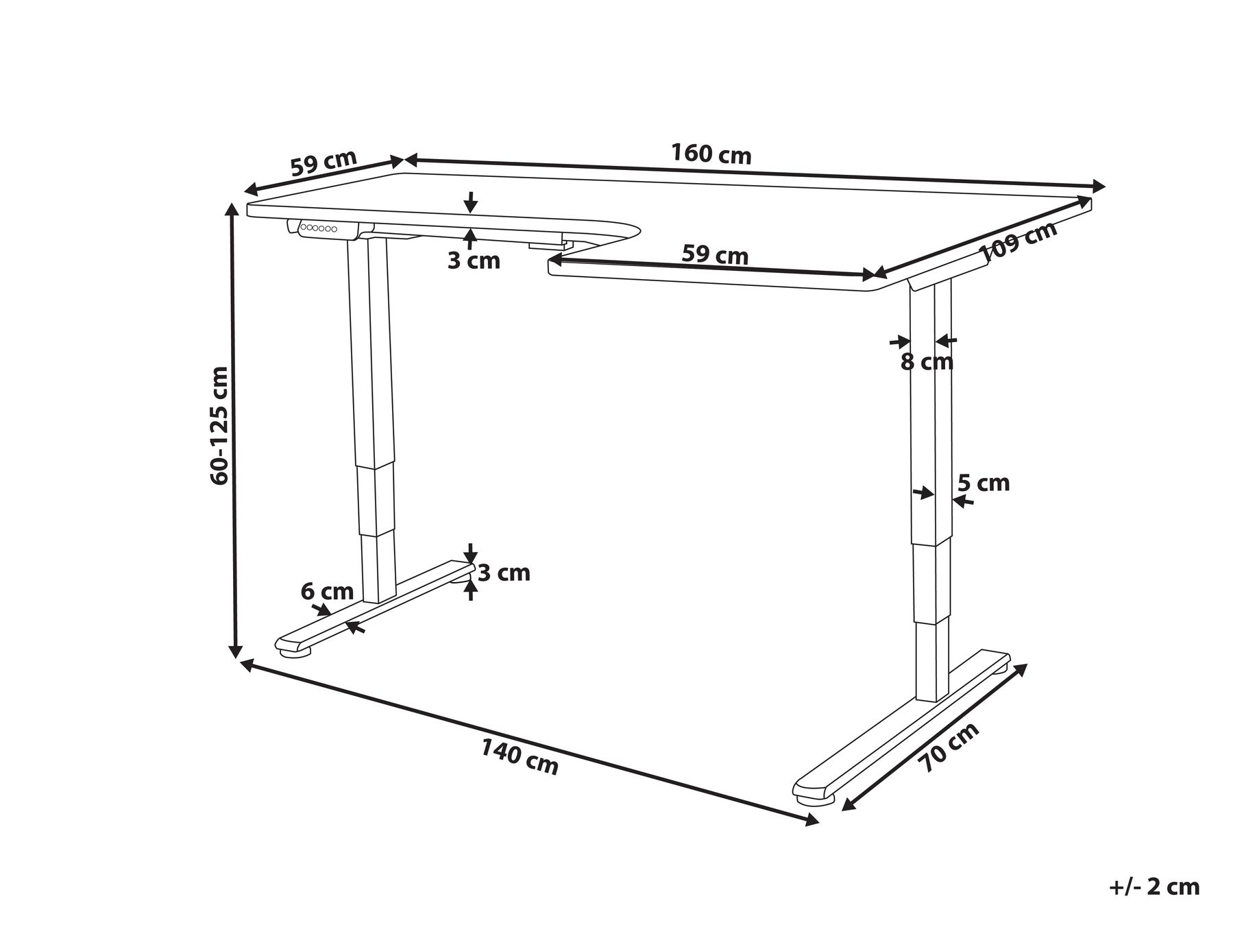 Electric Adjustable Corner Desk DESTINES 160 cm 109 cm White Right Hand_927766