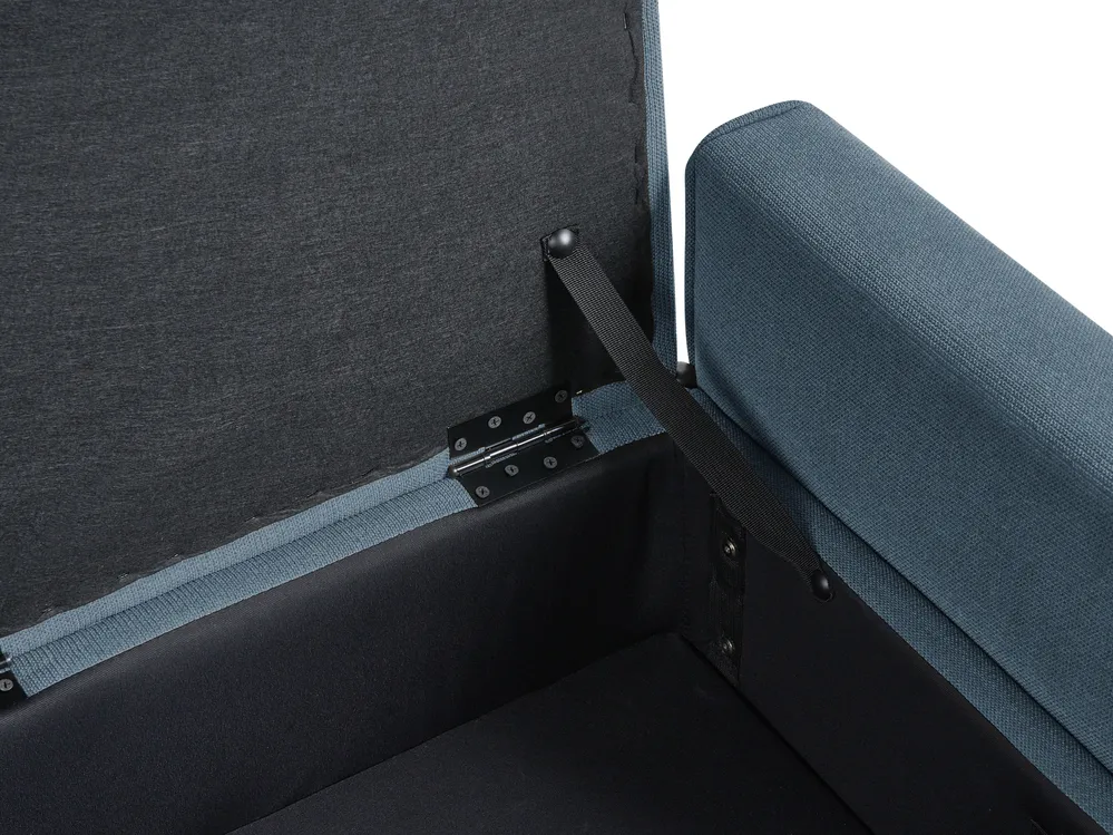 Upholstered Storage Bench LEWES Fabric Blue_1043685