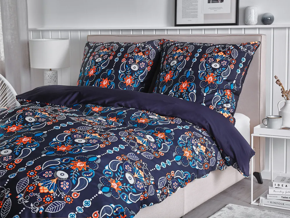 Duvet Cover Set MADRONA 155 x 220 cm Sateen Cotton Dark Blue