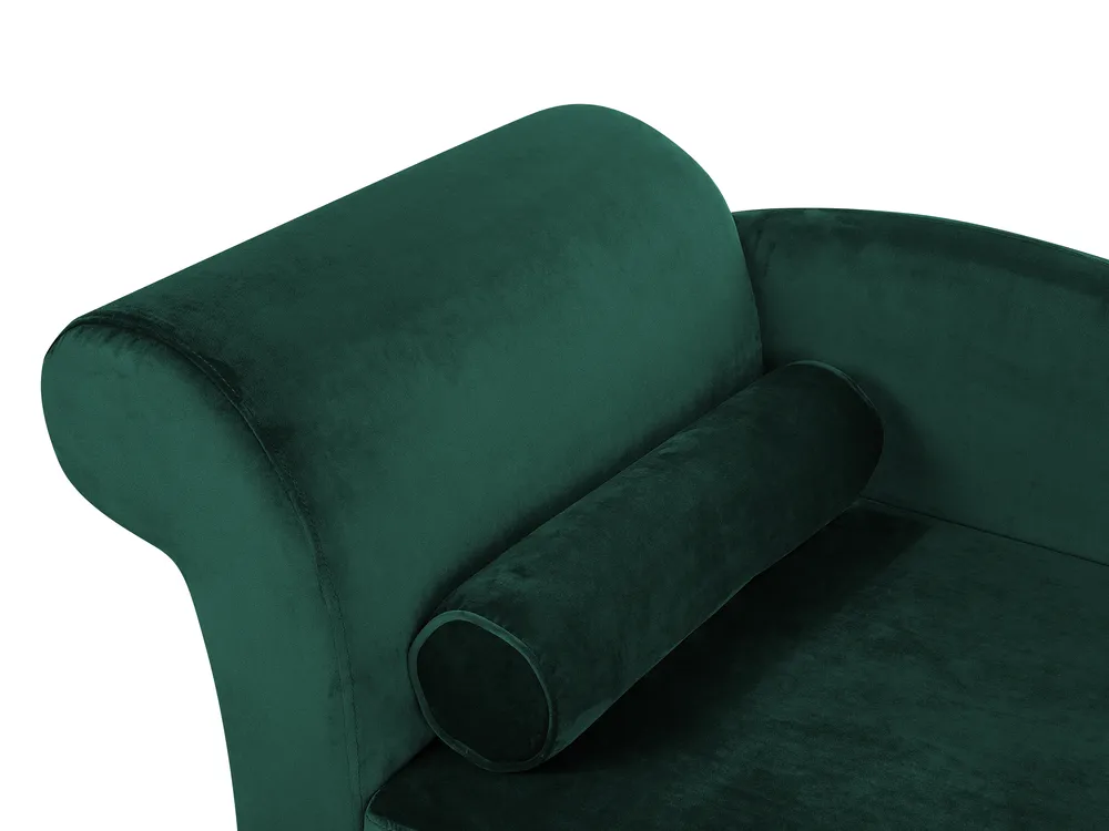 Left-Hand Chaise Longue LUIRO with Storage Velvet Emerald Green_768754