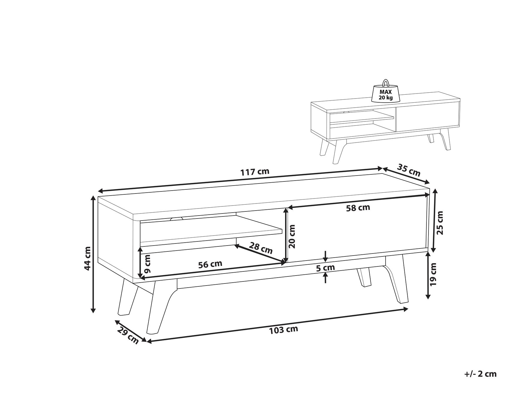 TV Stand BUFFALO Brown/ White_816505