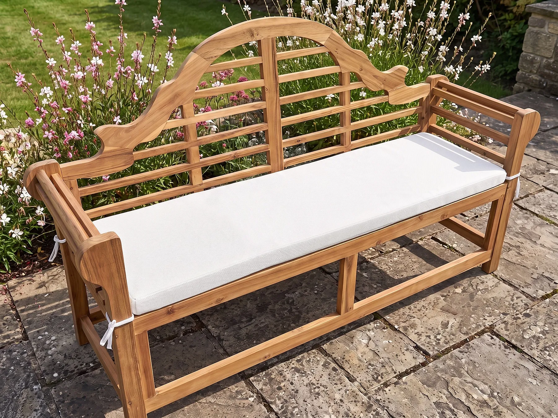 Sittdyna för bänk MARLBORO 151 x 46 cm Off-White_1133140