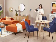 Set med 2 matstolar LOVERNA Manchester Mörkblå_878923