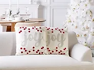 Set of 2 Decorative Cushions PRALINE 45 x 45 cm Velvet White Christmas Motif_1185395