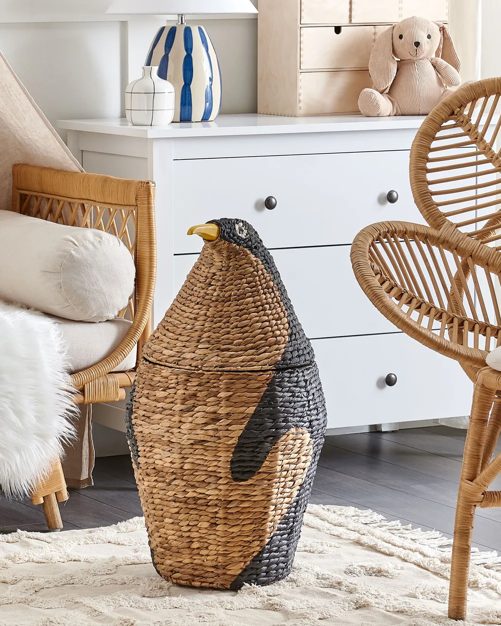Kids Basket Penguin HADZABE Wicker Natural