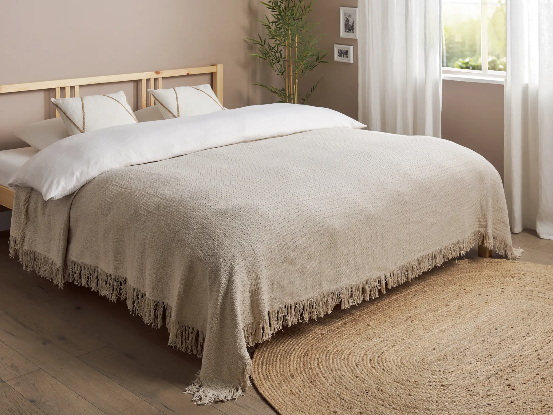 Bedspread YERBENT Cotton 220 x 240 cm Light Grey_918005
