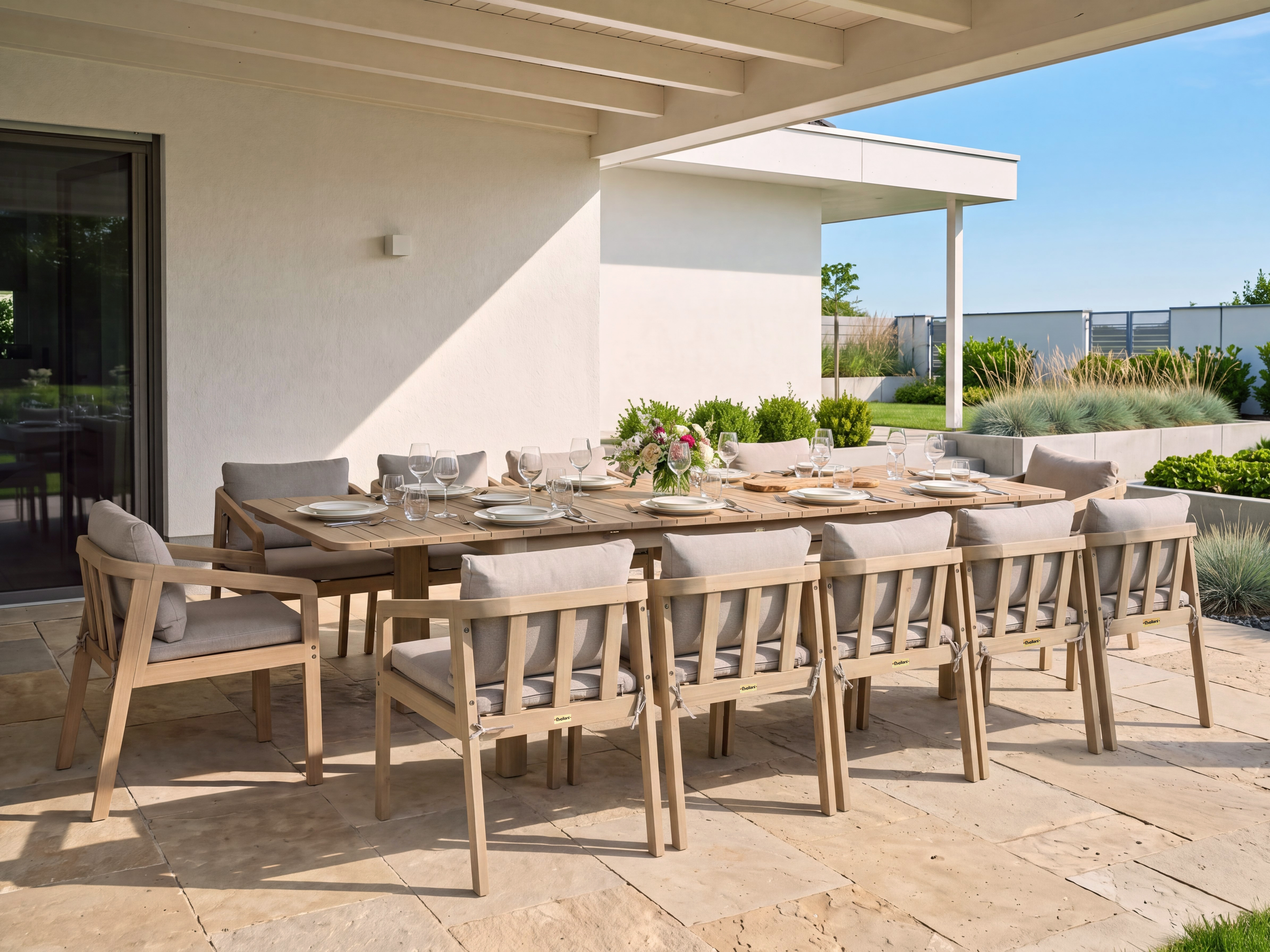 Garden Dining Set 12 Seater TOSCANELLA Certified Acacia Wood Light Brown_1190541