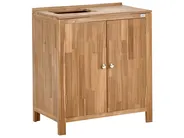 3 Piece Outdoor Kitchen Set with Sink VENOSA Brown/ Black Acacia Wood_984678