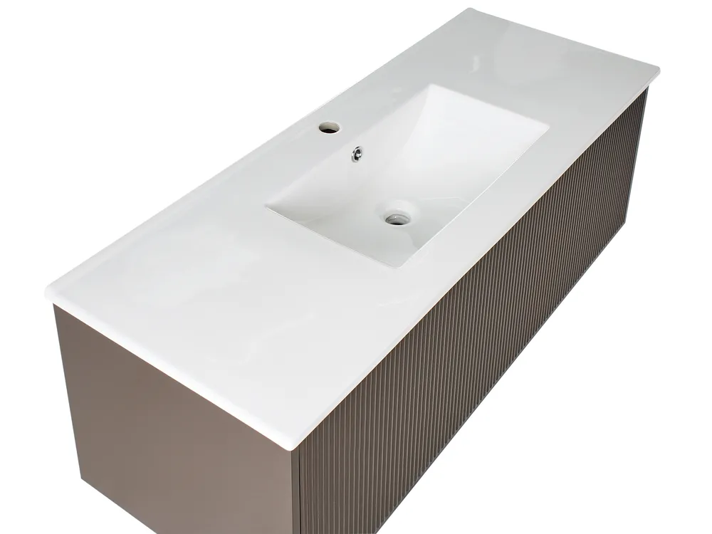 Wall Mounted Vanity Unit with Basin MADIDI Brown_1006190