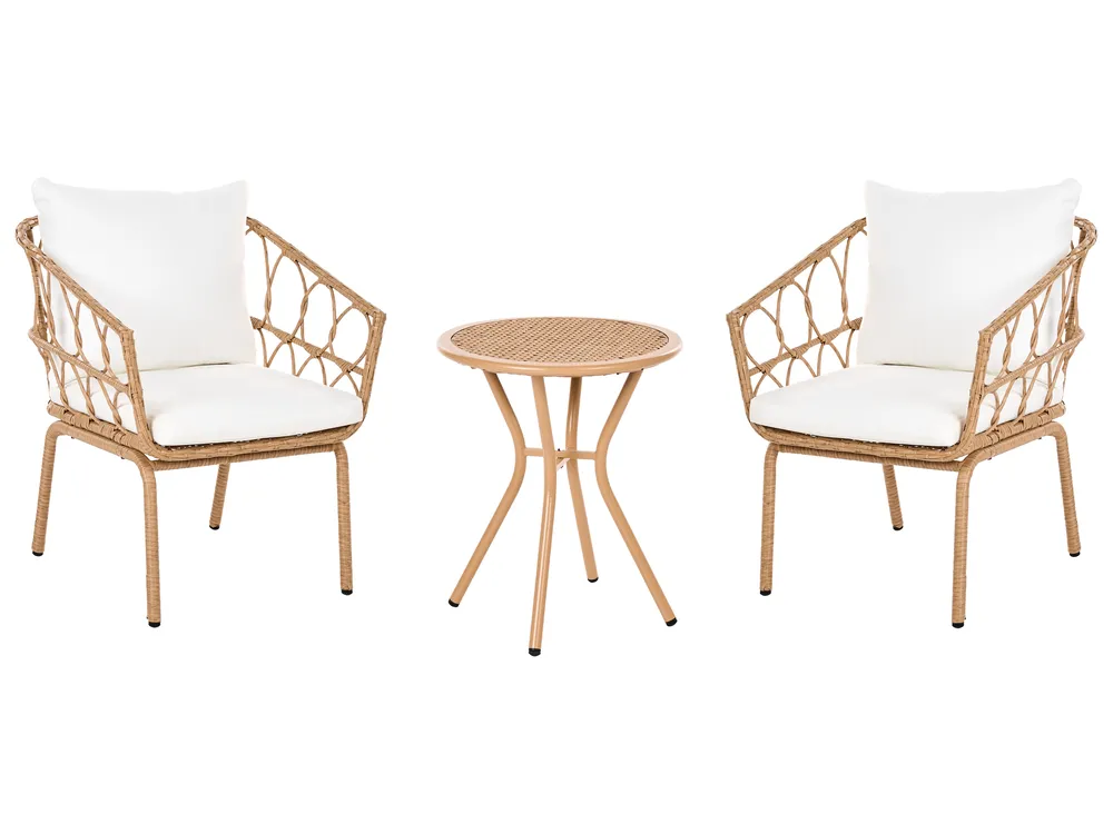 Bistro Set FERLA PE Rattan Light Brown