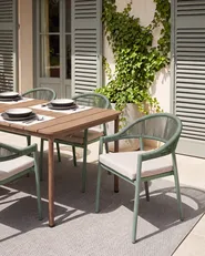 Set of 4 Garden Chairs with Cushions ORMEA Metal Green_1101764