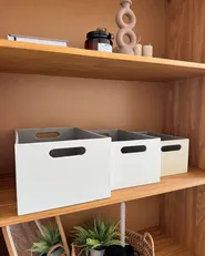 Set of 3 Boxes LARSA Faux Leather Beige_982651