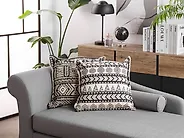 Koristetyynysetti 2 kpl HENTEPE 45 x 45 cm Puuvilla Musta Geometrinen kuvio_1178130
