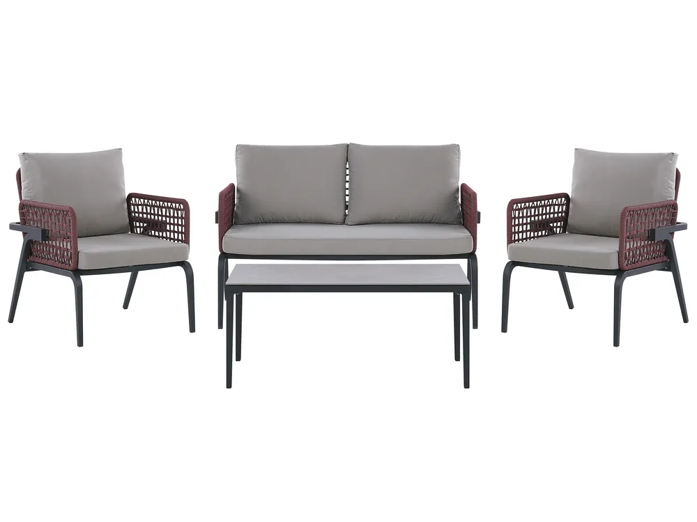 Garden Lounge Set with Table 4 Seater SCIACCA Metal Grey