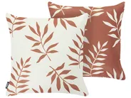 Set of 2 Outdoor Cushions CLOVERLEAF Plant Pattern 45 x 45 cm Red/ White_1125330
