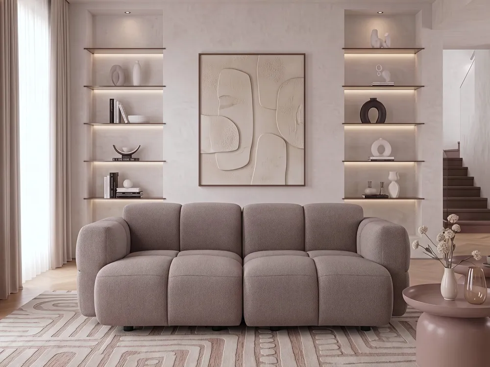 Modular Sofa 2 Seater MAKSABERG Fabric Taupe
