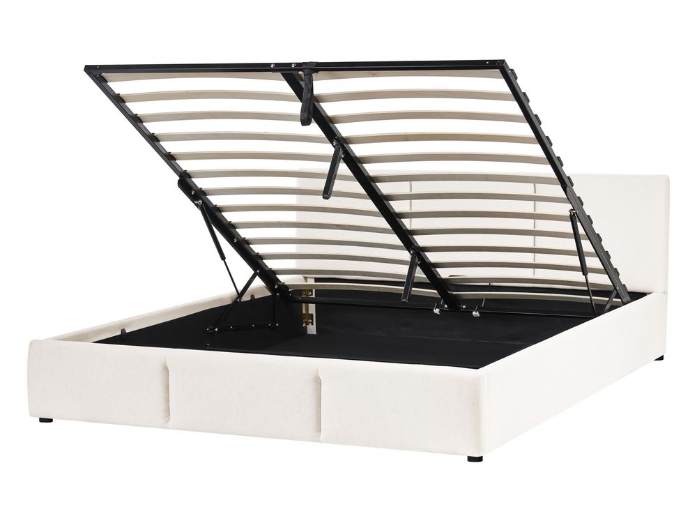 Ottoman Bed BOUSSE Fabric Off-White 140 x 200 cm (EU Double)