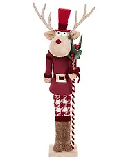 Set of 2 Figurines MATALA 61/64 cm Bear Reindeer Red_1156698