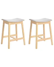 Set of 2 Bar Stools DIXON Wood Light Brown/ Grey_949298