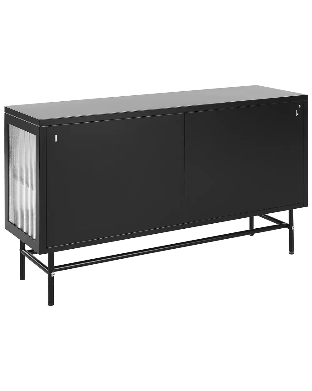 Vitrinskänk i glas DEVON 115 cm Metall Svart_830327