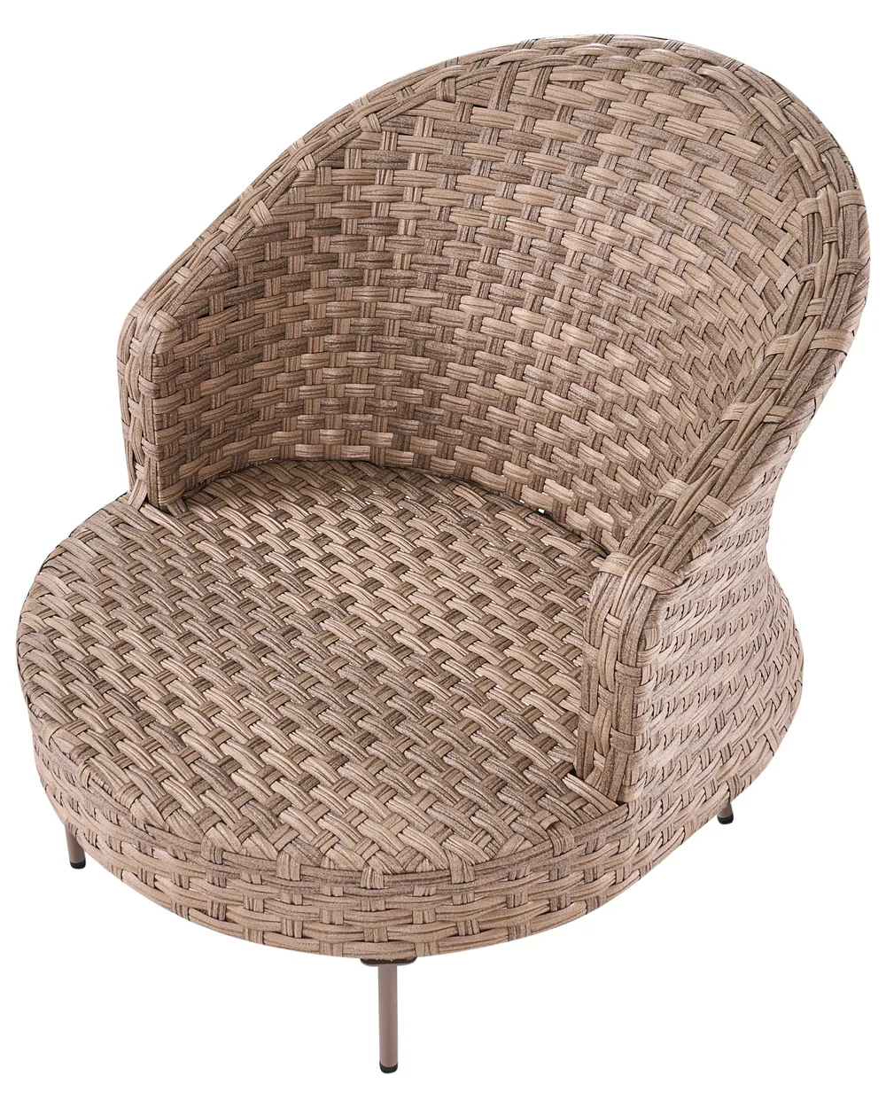 Garden Armchair with Ottoman ARCILLE PE Rattan Brown_1082745