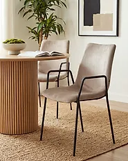 Set med 2 matstolar JEFFERSON Sammet Taupe_1174987