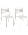 Set of 2 Garden Chairs LEFKADA Metal Light Beige