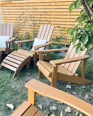 Trädgårdsstol ADIRONDACK med fotpall Brun_916022